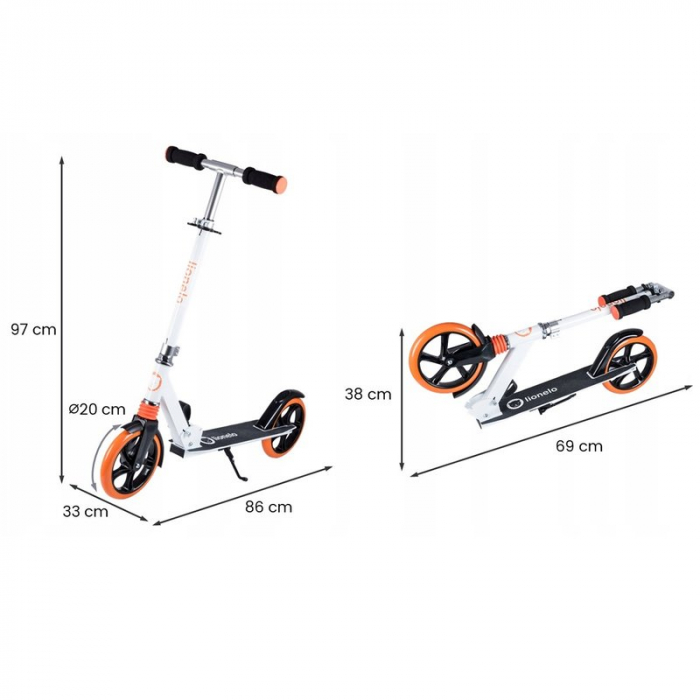 Lionelo - Trotineta Luca, Copii/Adulti, Pliabila, Pana la 100 Kg, Conform cu standardul european de securitate EN14619, Portocaliu [3]