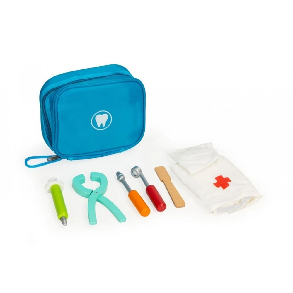 Trusa medicala cu 7 elemente din lemn Ecotoys Little Dentist [1]