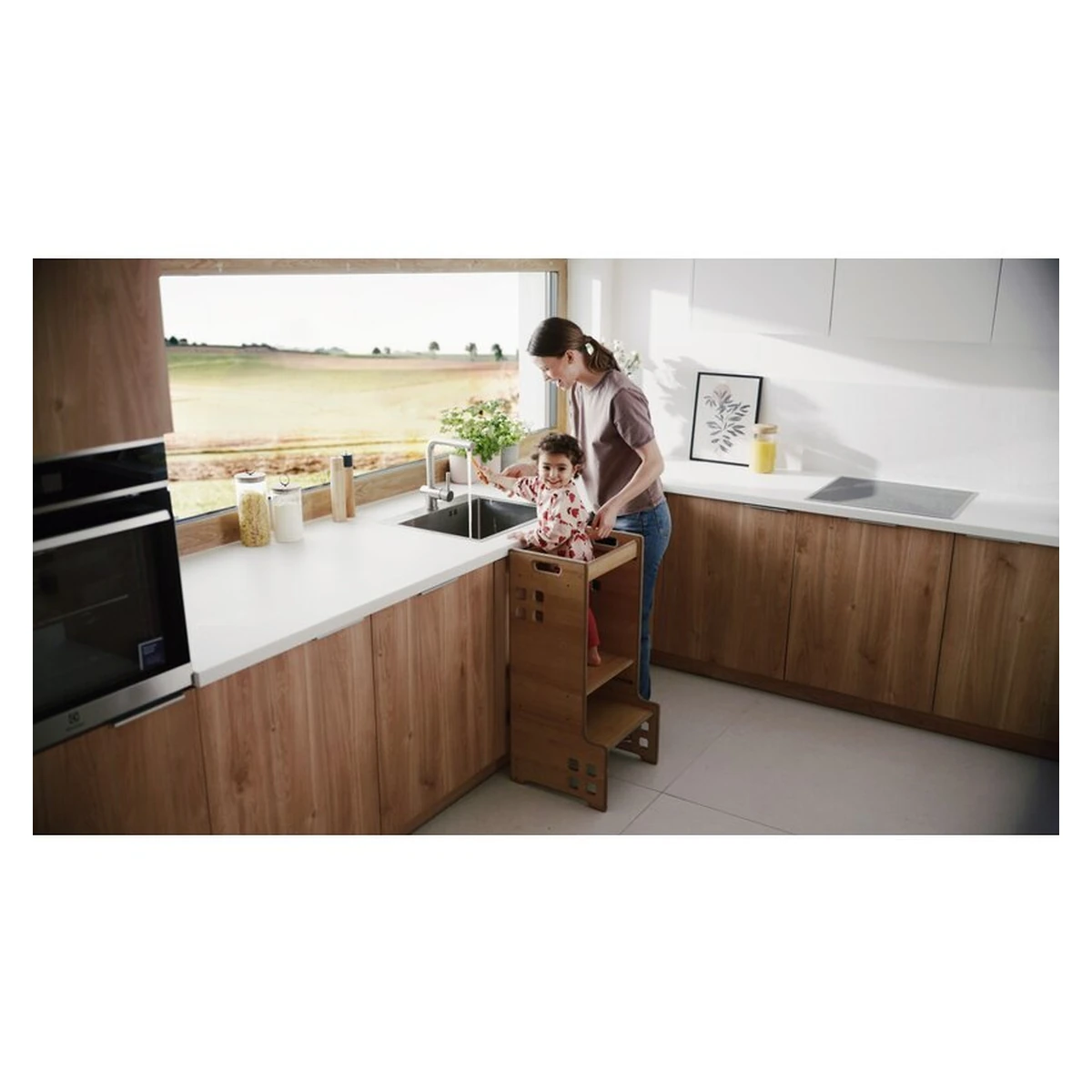 Turn de invatare Montessori, Lionelo, Cass, Functie de raft pentru carti, Alb [20]