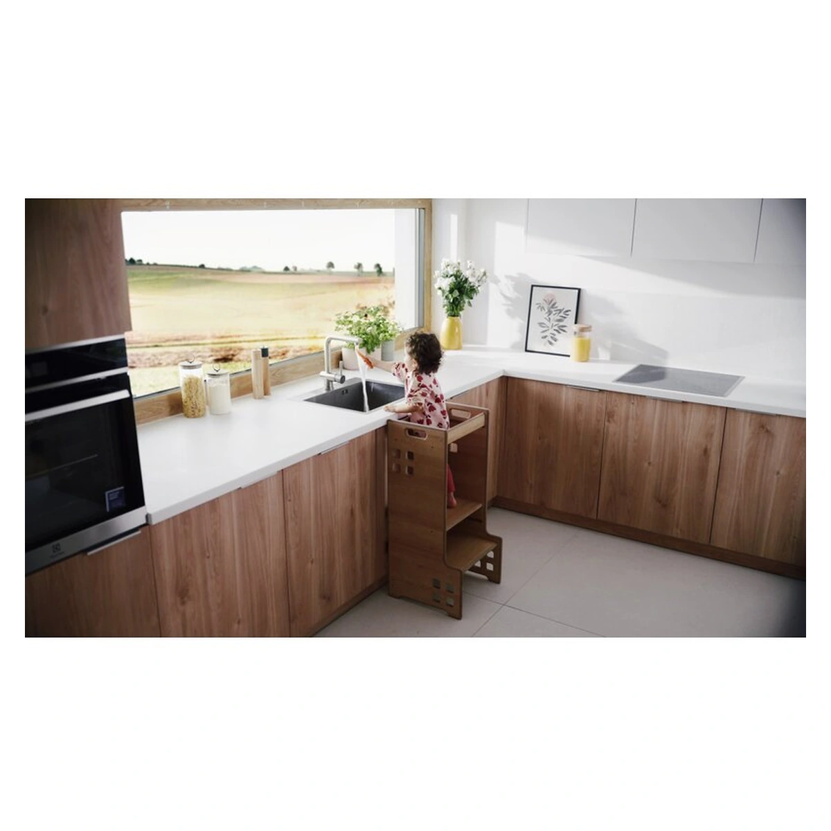 Turn de invatare Montessori, Lionelo, Cass, Functie de raft pentru carti, Alb [21]