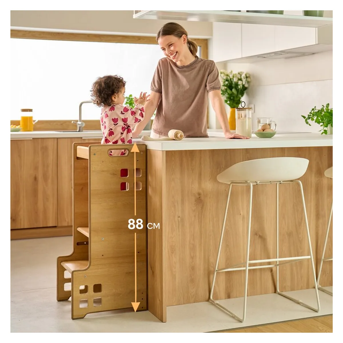 Turn de invatare Montessori, Lionelo, Cass, Functie de raft pentru carti, Alb [8]