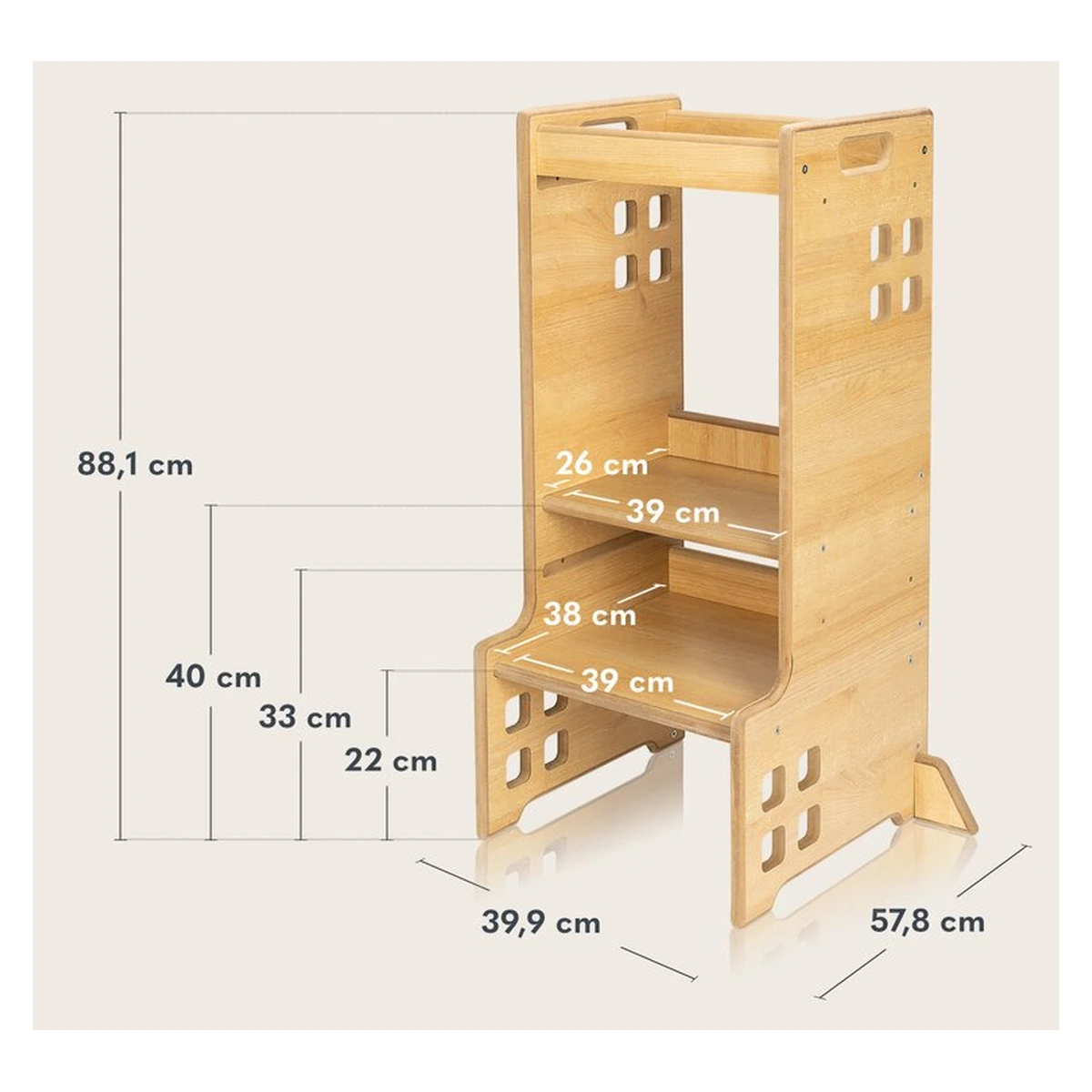 Turn de invatare Montessori, Lionelo, Cass, Functie de raft pentru carti, Natur [19]