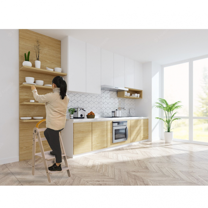 Turn de invatare pliabil MamaToyz Learning Tower din lemn, Galben [5]