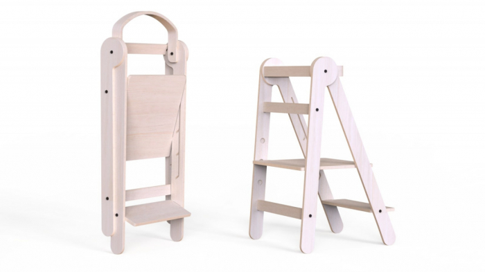 Turn de invatare pliabil MamaToyz Learning Tower din lemn, Natur [10]