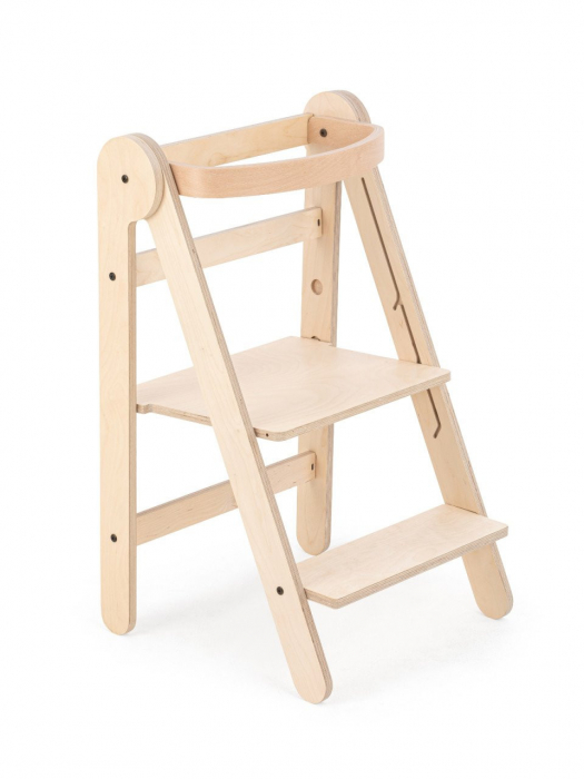 Turn de invatare pliabil MamaToyz Learning Tower din lemn, Natur [1]
