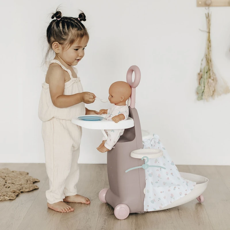 Valiza multifunctionala pentru papusi Smoby Baby Nurse 3 in 1 maro [6]