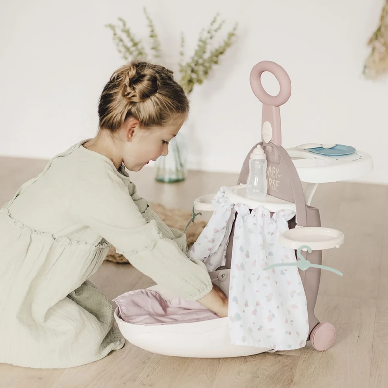 Valiza multifunctionala pentru papusi Smoby Baby Nurse 3 in 1 maro [7]