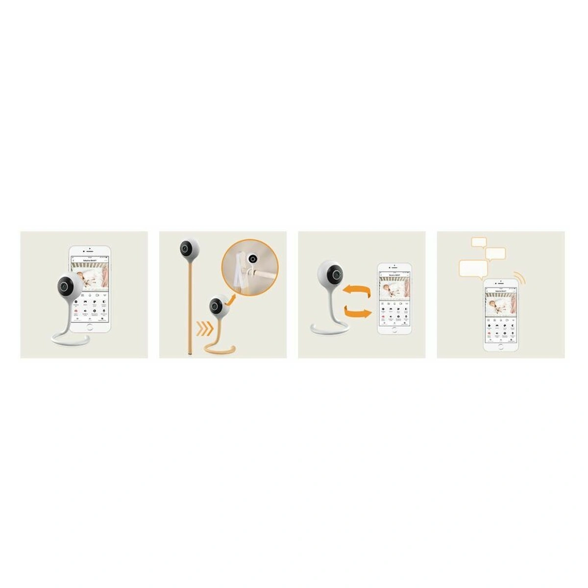 Video monitor, Babyline Smart, cu cablu USB, Conexiune Wifi, Comunicare bidirectionala, Senzor de temperatura, Alb [13]