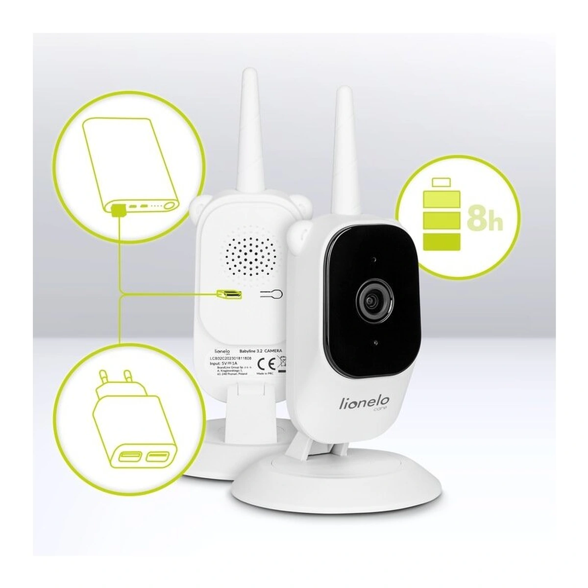 Video monitor, Lionelo, Babyline 3.2, Full HD, Comunicare bidirectionala, 2.8 inch, Alb [19]