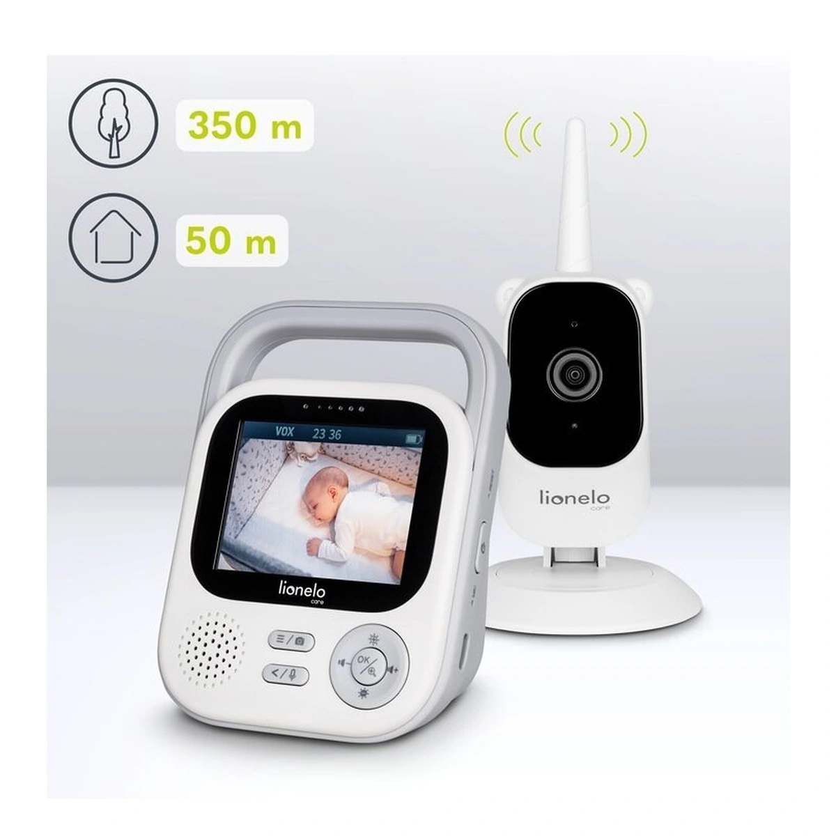 Video monitor, Lionelo, Babyline 3.2, Full HD, Comunicare bidirectionala, 2.8 inch, Alb [22]