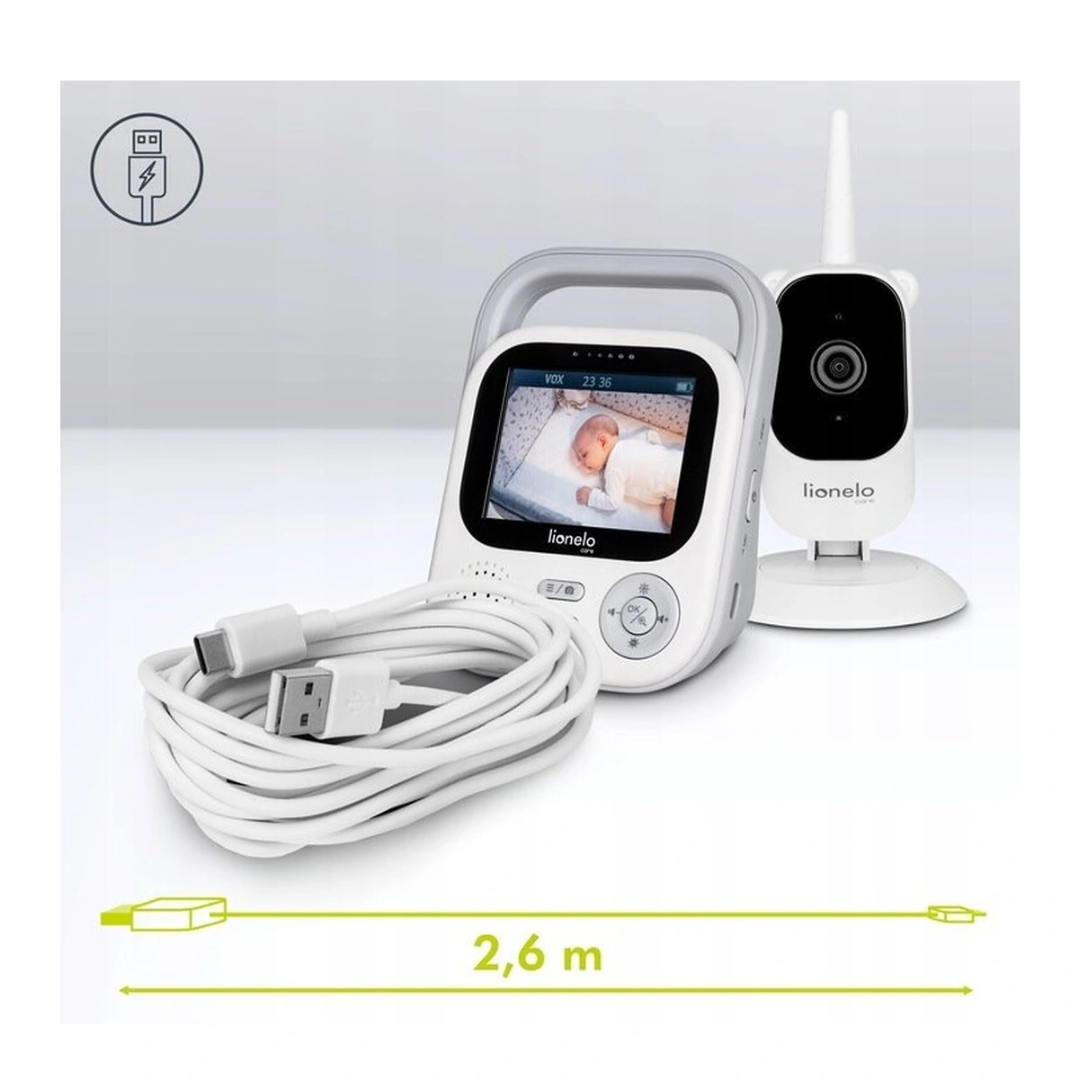 Video monitor, Lionelo, Babyline 3.2, Full HD, Comunicare bidirectionala, 2.8 inch, Alb [24]