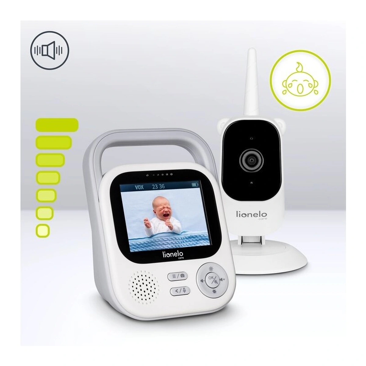 Video monitor, Lionelo, Babyline 3.2, Full HD, Comunicare bidirectionala, 2.8 inch, Alb [18]