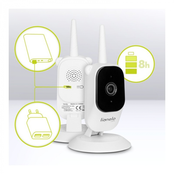 Video monitor, Lionelo, Babyline 3.2, Full HD, Comunicare bidirectionala, 2.8 inch, Alb [28]