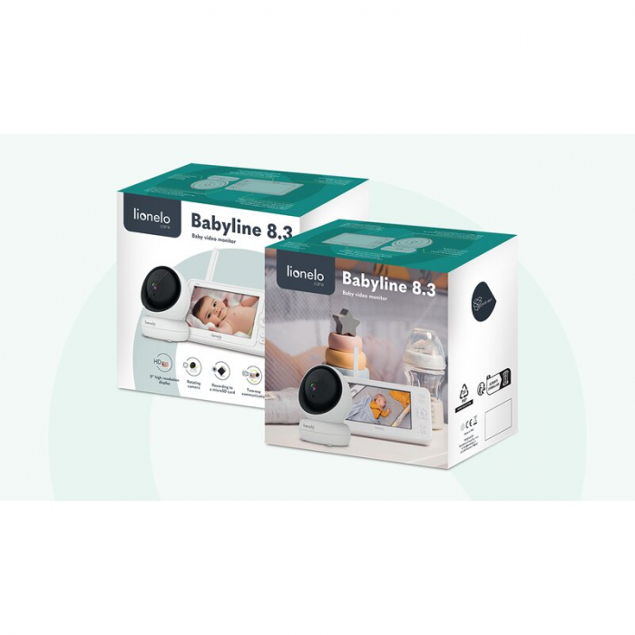 Videofon Babyline 8.3, Cu termometru, Cu melodii, Comunicare in 2 sensuri, Rotire 360 grade, Alb [6]