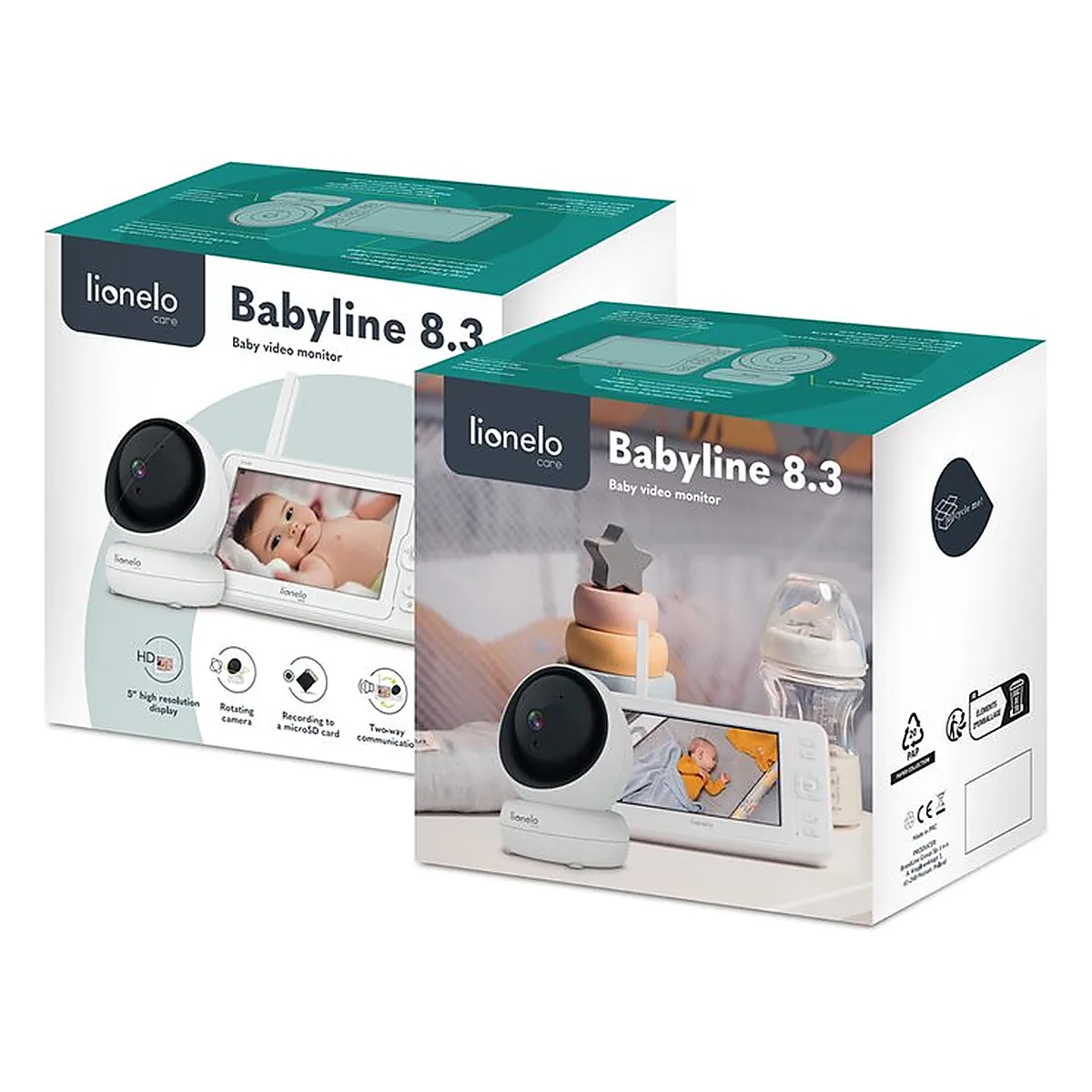 Videofon Babyline 8.3, Cu termometru, Cu melodii, Comunicare in 2 sensuri, Rotire 360 grade, Alb Lionelo [13]