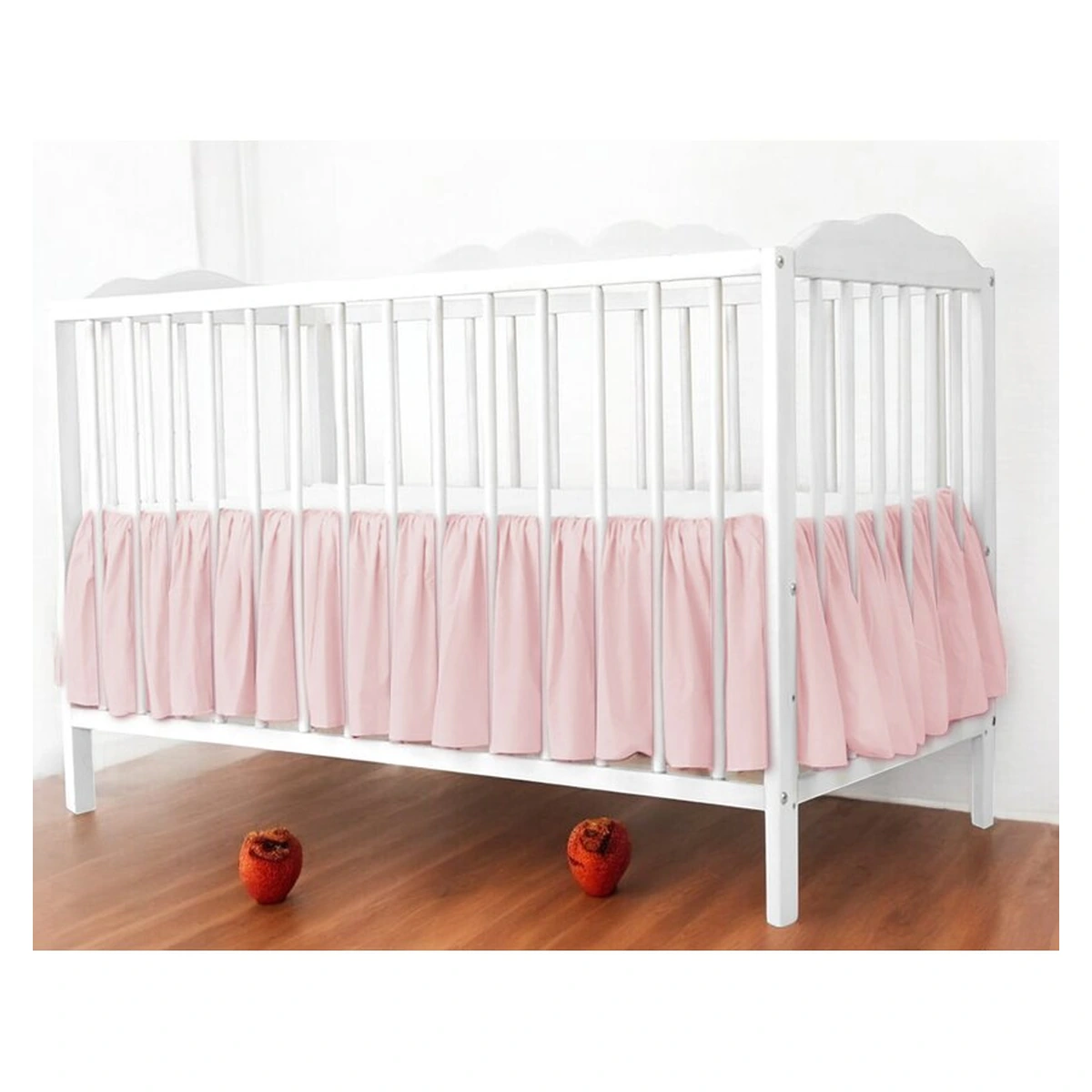 Volanas pentru saltea de patut, MimiNu 120x60 cm, bumbac, Colectia Royal, Powder Pink [2]