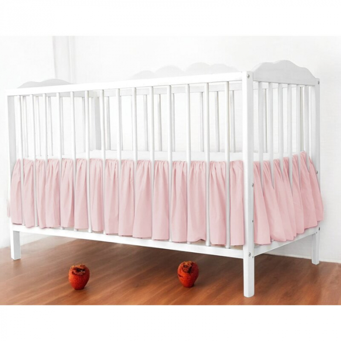 Volanas pentru saltea de patut, MimiNu 120x60 cm, bumbac, Colectia Royal, Powder Pink [2]