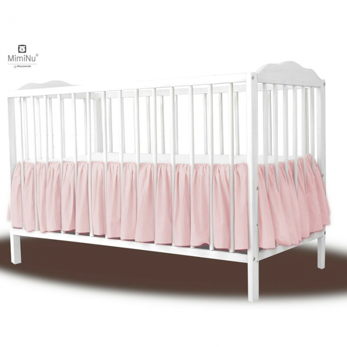 Volanas pentru saltea de patut, MimiNu 120x60 cm, bumbac, Colectia Royal, Powder Pink [3]