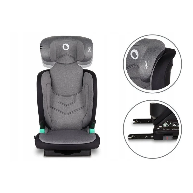 Lionelo - Scaun auto Neal Stone Spatar reglabil, Baza i-size, 15-36 Kg, cu Isofix, Conform cu standardul european de securitate ECE R129, Gri [5]