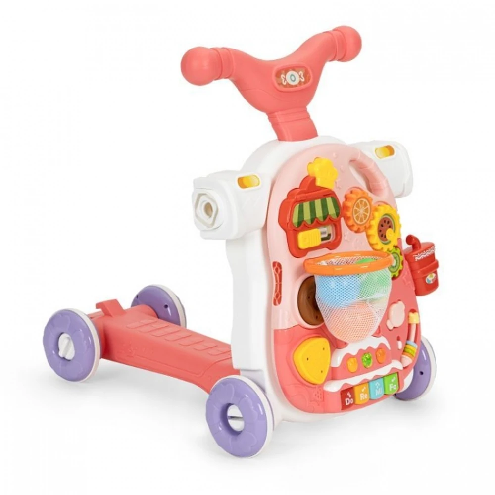 Antemergator educational 4 in 1 (antemergator, masuta, trotineta, bicicleta) Huanger - Roz [3]