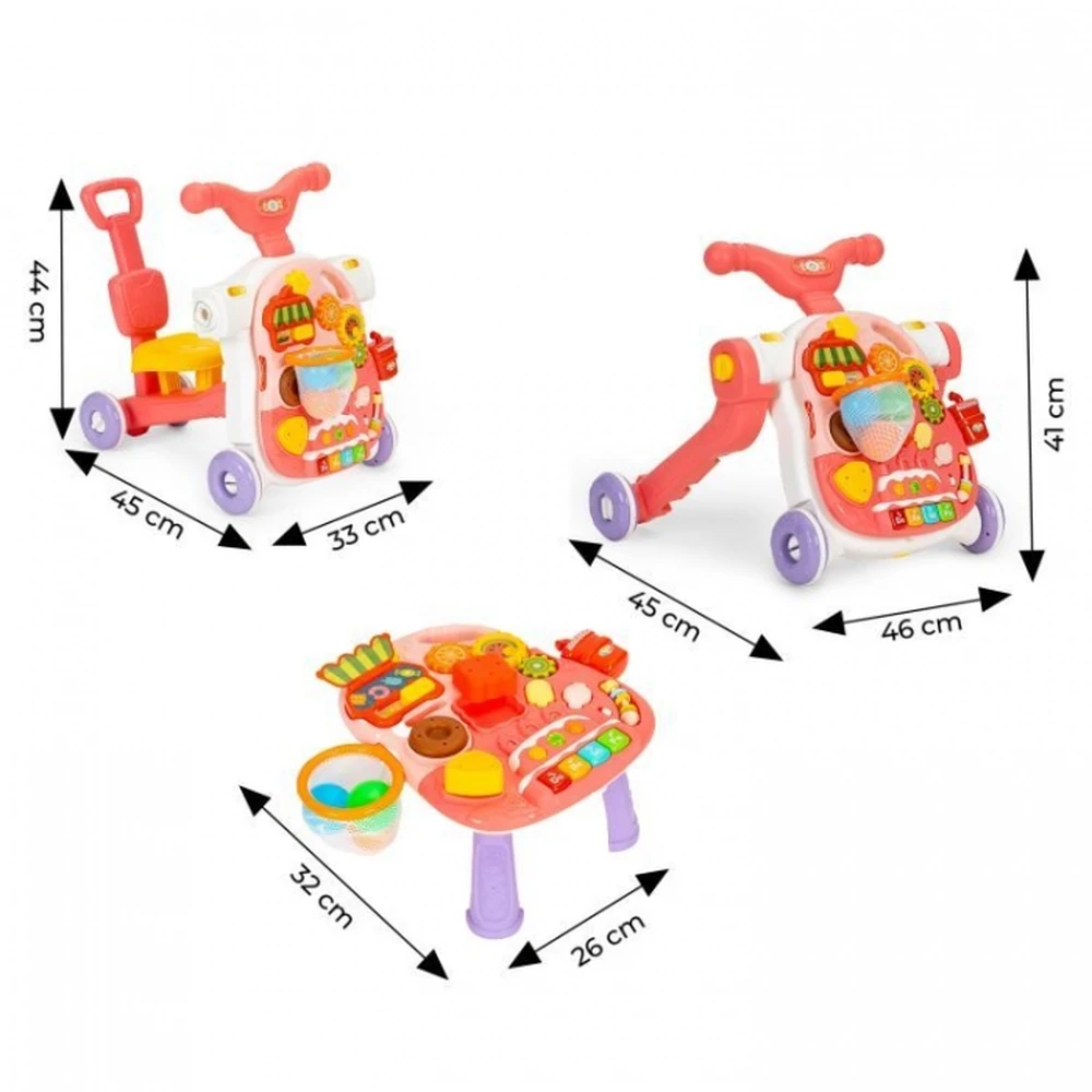 Antemergator educational 4 in 1 (antemergator, masuta, trotineta, bicicleta) Huanger - Roz [2]