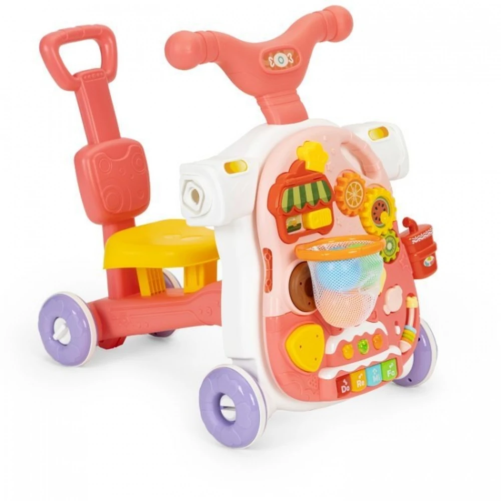 Antemergator educational 4 in 1 (antemergator, masuta, trotineta, bicicleta) Huanger - Roz [7]