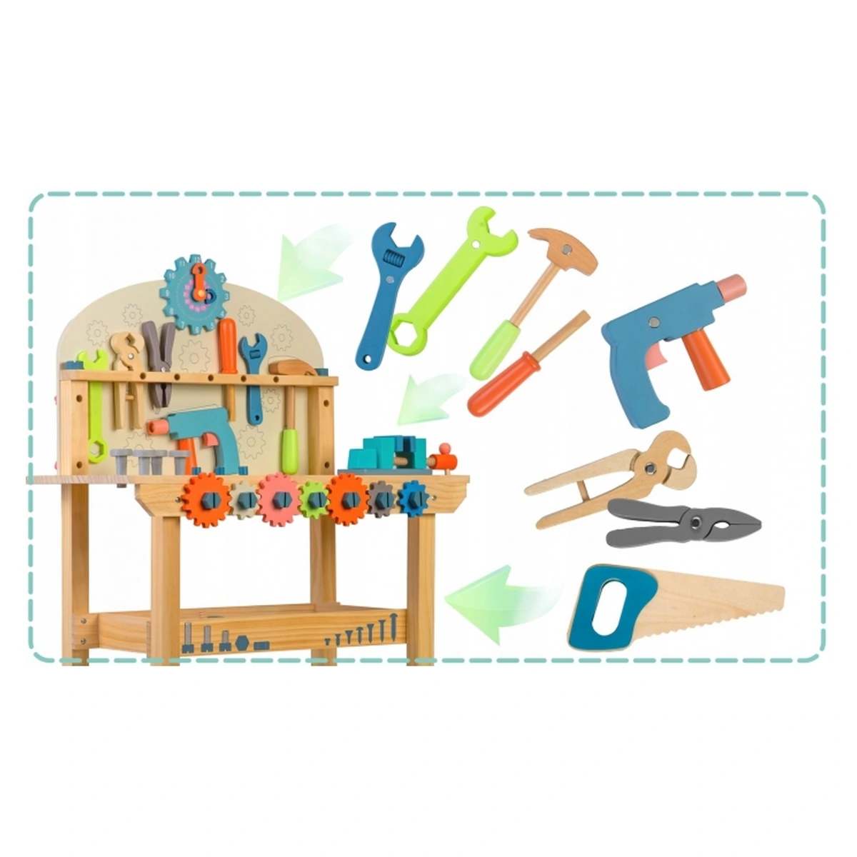 Atelier de lucru din lemn cu accesorii incluse, 60 x 30 x 75.5 cm, Ricokids 3 ani+ [5]