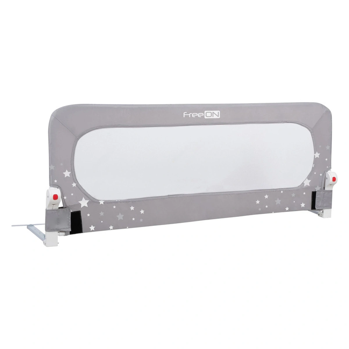 Bariere de pat - Bariera de protectie pentru pat bebe, Rabatabila, Instalare usoara, Dimensiune 135 x 57 cm, FreeON, Little Stars, Grey