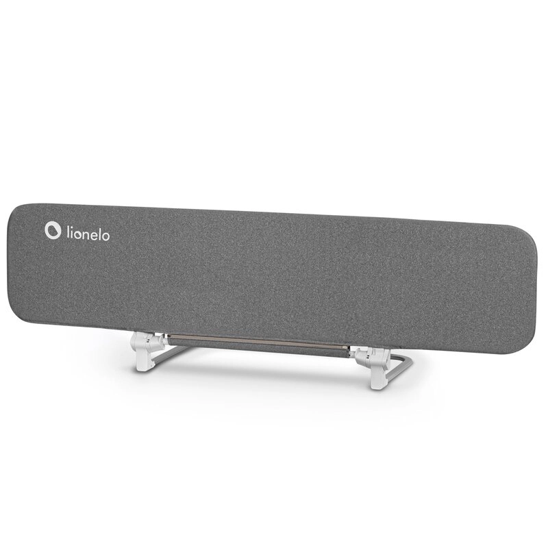 Bariere de pat - Bariera de protectie pentru pat, Lionelo, Lora XL, Pliabila, Sistem de blocare StandSafe, Geanta de transport inclusa, 150x46 cm, Gri