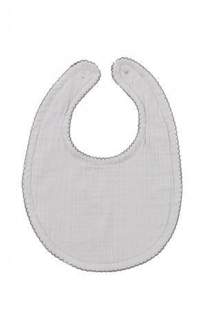 Ora mesei - Baveta din muselina, Gri, BabyJem, 23x32 cm