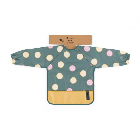 Baveta impermeabila, Petite&Mars, Cu maneci lungi, 24 luni+, Beige Citrus [2]