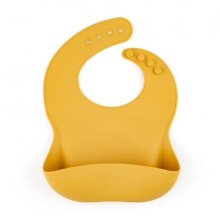 Bavete - Baveta moale Take&Match, Reglabil, Cu buzunar colector, Silicon, Fara BPA, 6 luni+ Galben