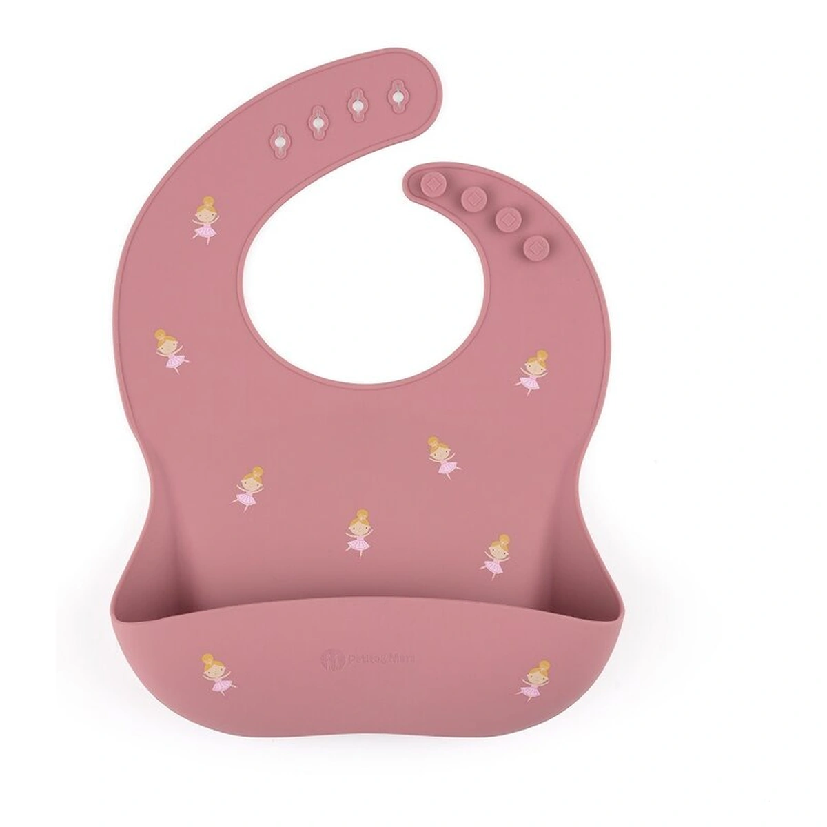 Ora mesei - Baveta moale Take&Match, Reglabil, Cu buzunar colector, Silicon, Fara BPA, 6 luni+ Roz*