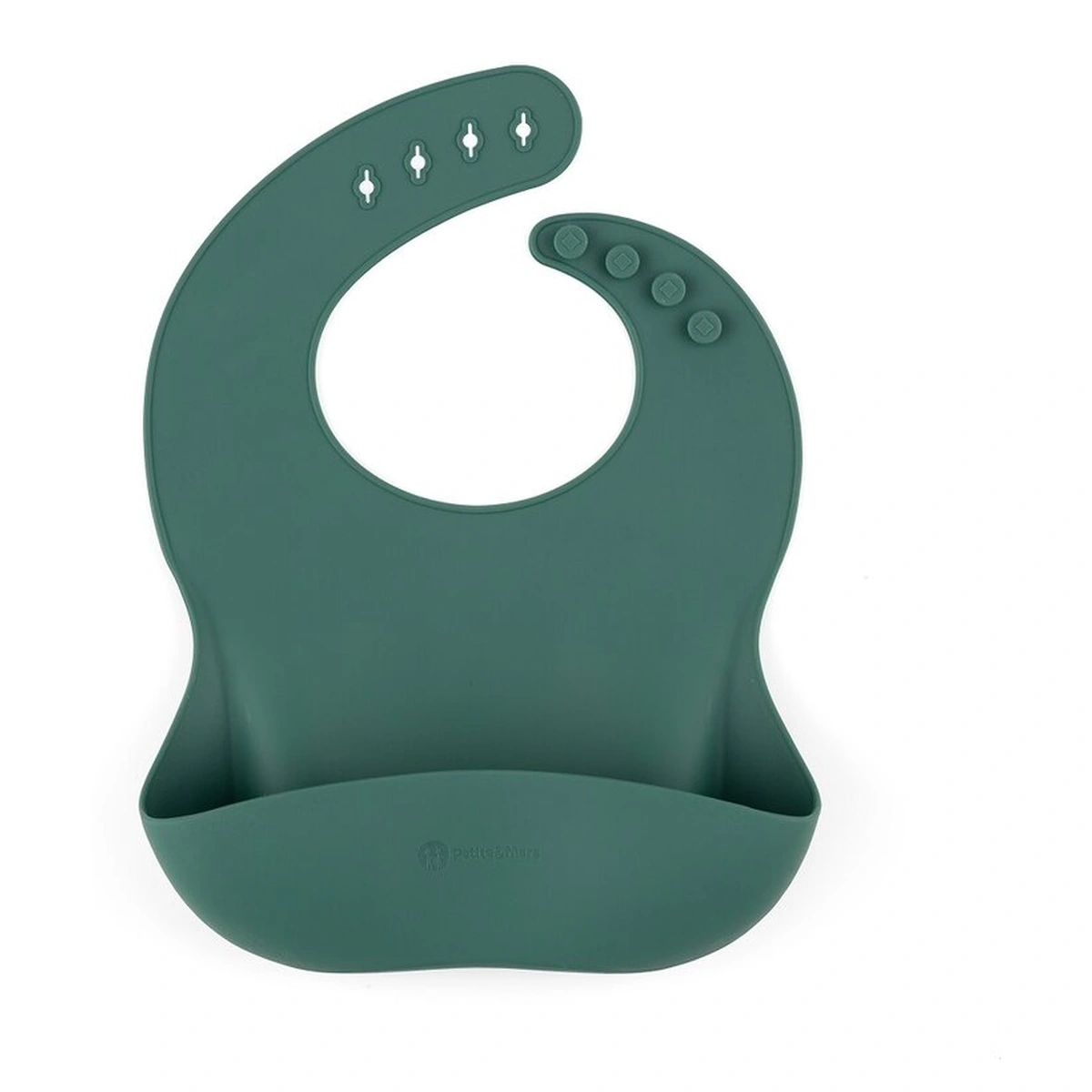 Ora mesei - Baveta moale Take&Match, Reglabil, Cu buzunar colector, Silicon, Fara BPA, 6 luni+ Verde