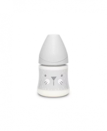 Biberon 150 ml Hygge Suavinex tetina silicon debit lent pisică gri [1]