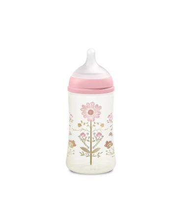 Biberon 270 ml tetină fiziologică SX Pro cu debit mediu Roz Gold Premium [1]