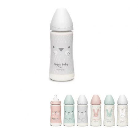 Ora mesei - Biberon 360 ml cu tetină rotundă din silicon, debit dens, Hygge Suavinex
