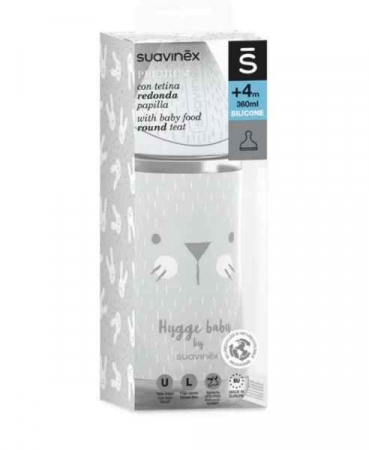 Biberon 360 ml cu tetină rotundă din silicon, debit dens, Hygge Suavinex [2]
