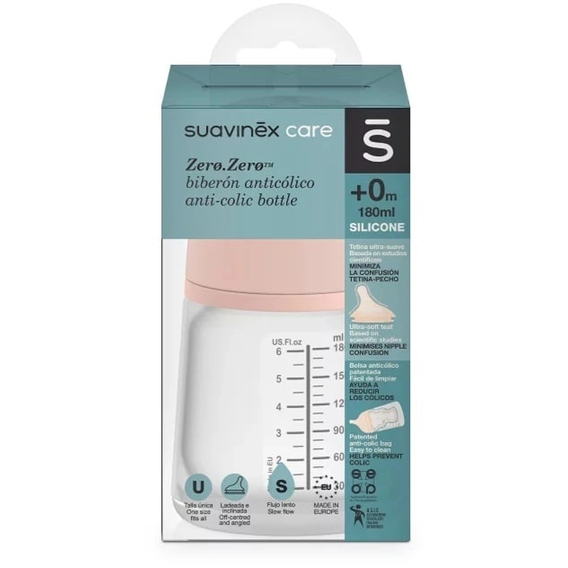 Ora mesei - Biberon cu debit lent Zero Zero 180 ml Suavinex