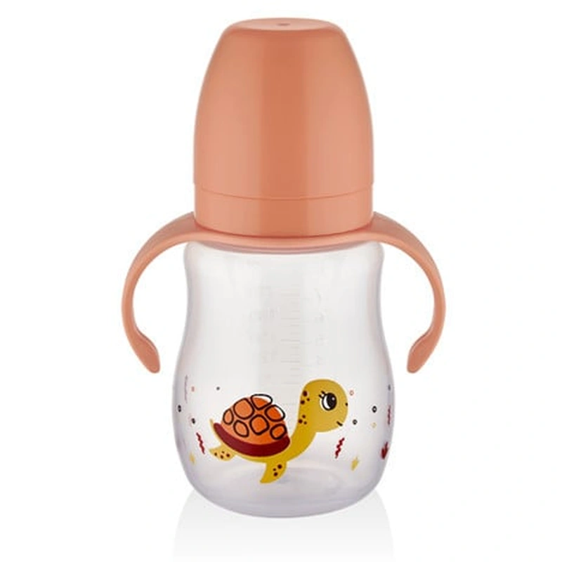 Biberon cu toarte si tetina din silicon BabyJem, 6 luni+, Portocaliu [1]