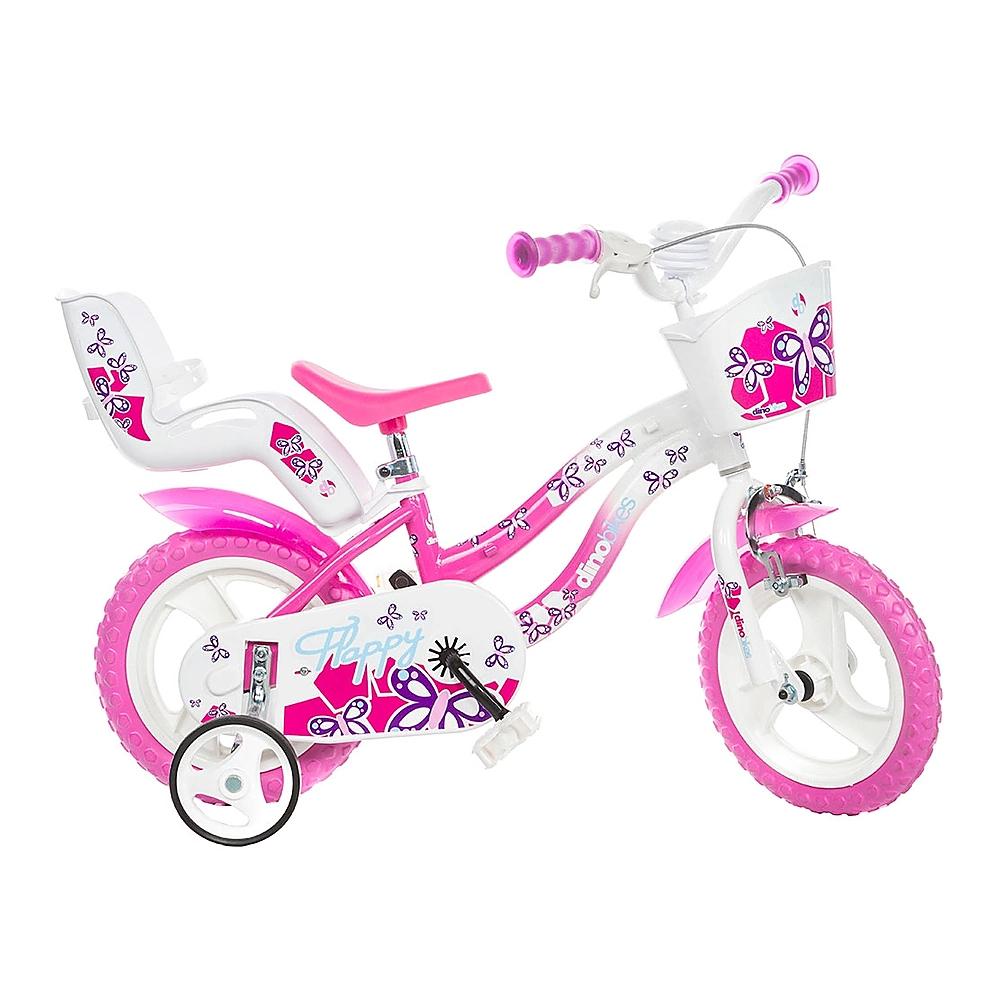 Biciclete copii - Bicicleta copii 12 inch Dino Flappy roz, 3-5 ani