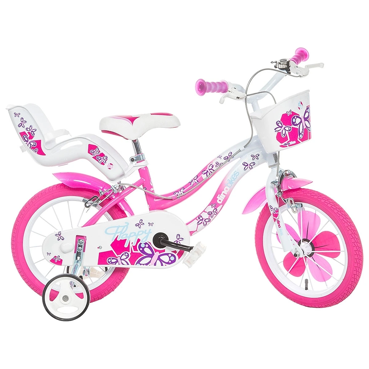Biciclete copii - Bicicleta copii 14", 4-7 ani,  Dino Bikes Flappy roz