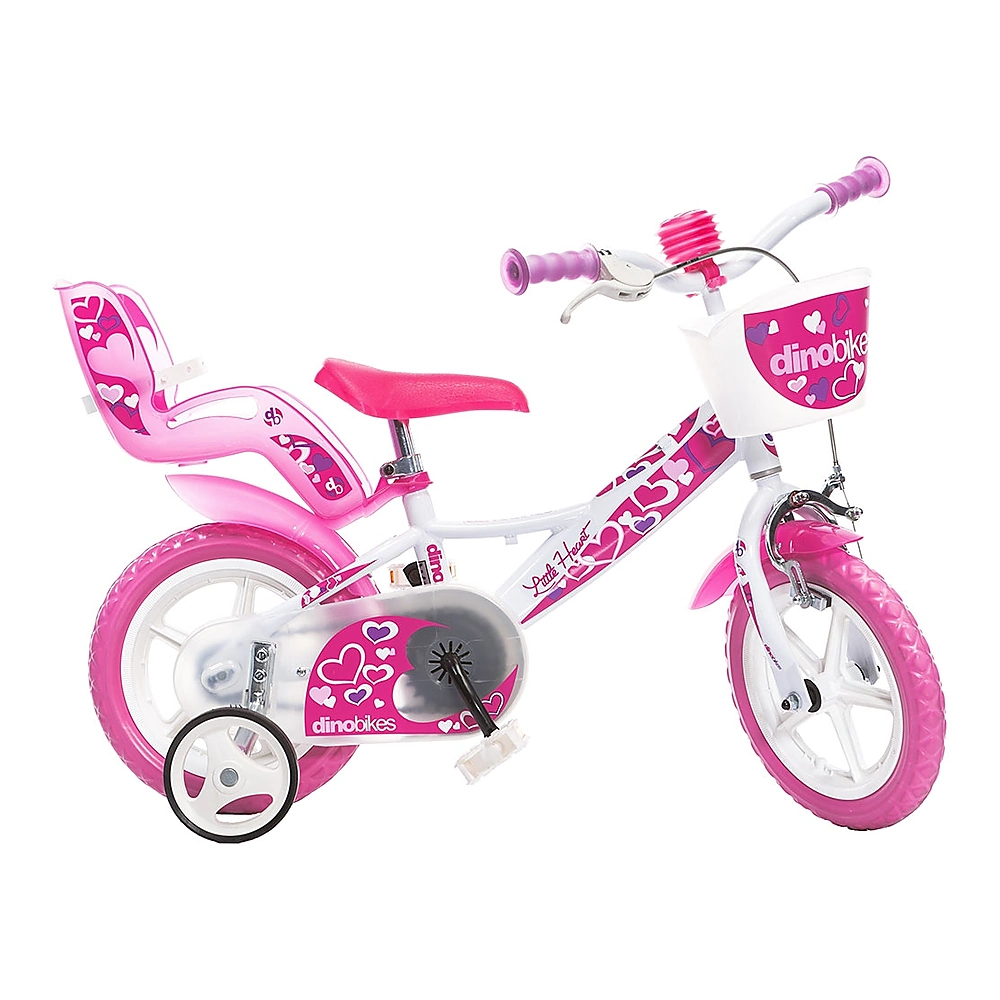 Biciclete copii - Bicicleta copii Dino Bikes 12' Little Heart alb si roz