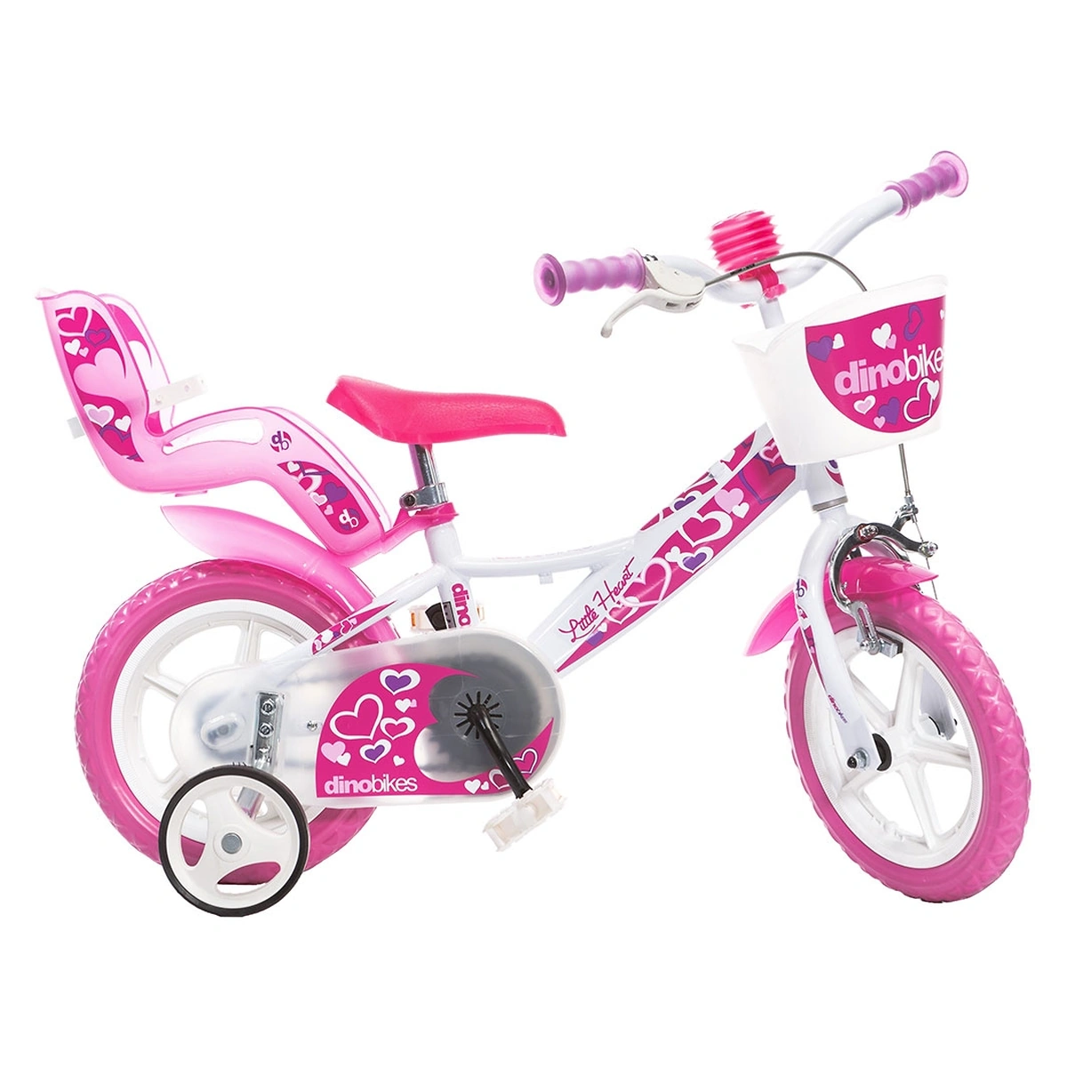 Biciclete copii - Bicicleta copii Dino Bikes 12' Little Heart alb si roz