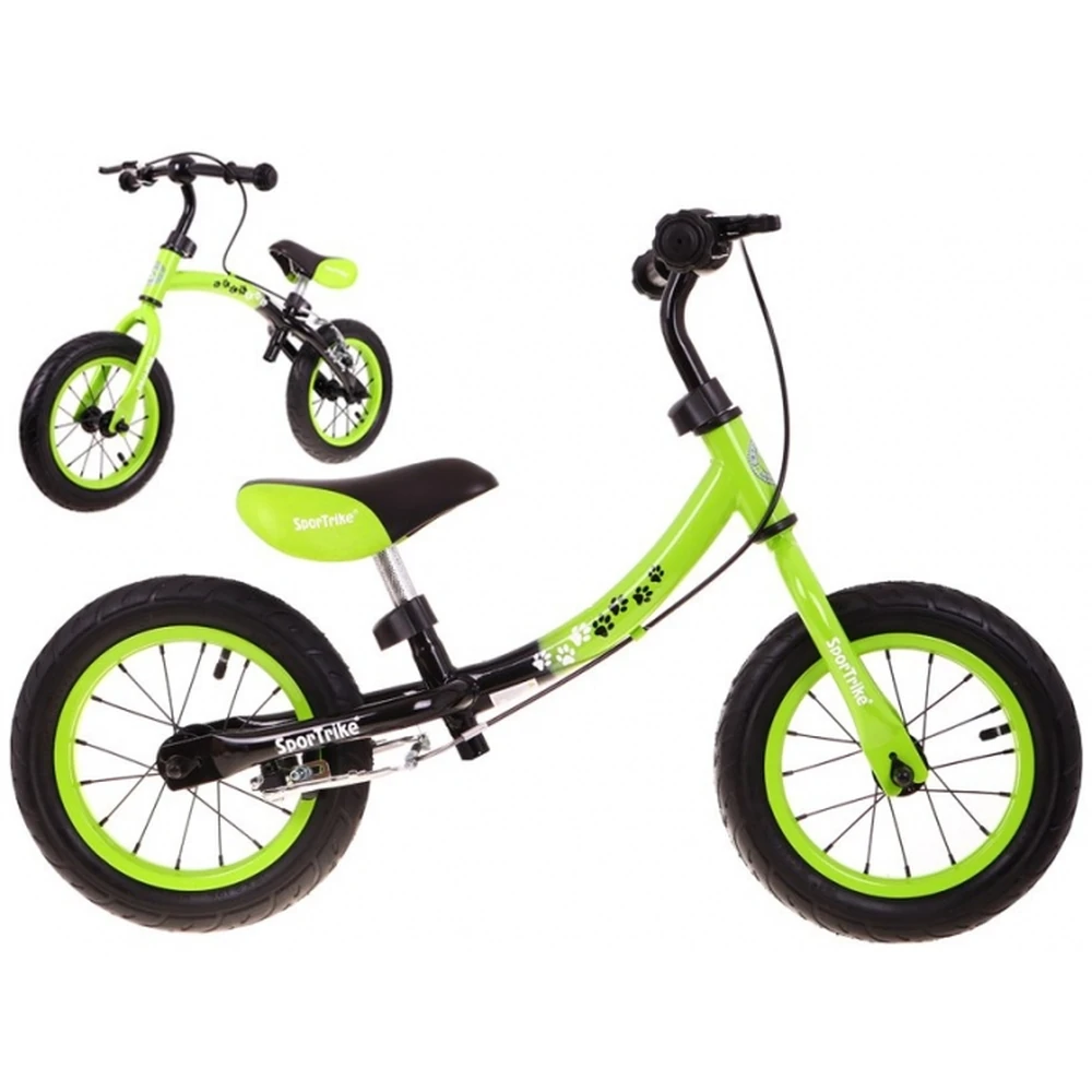 Bicicleta fara pedale cu frana si cadru variabil, roti gonflabile, Boomerang SporTrike - Verde [1]