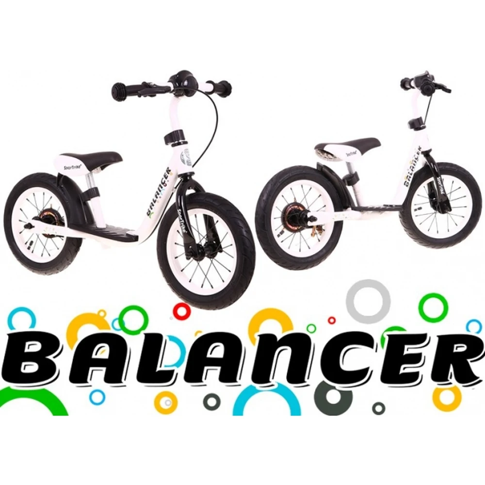 Bicicleta fara pedale cu frana, suport picioare, roti gonflabile, Balancer SporTrike - Alb [4]