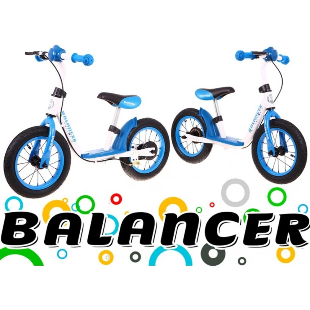 Bicicleta fara pedale cu frana, suport picioare, roti gonflabile, Balancer SporTrike - Albastru [6]