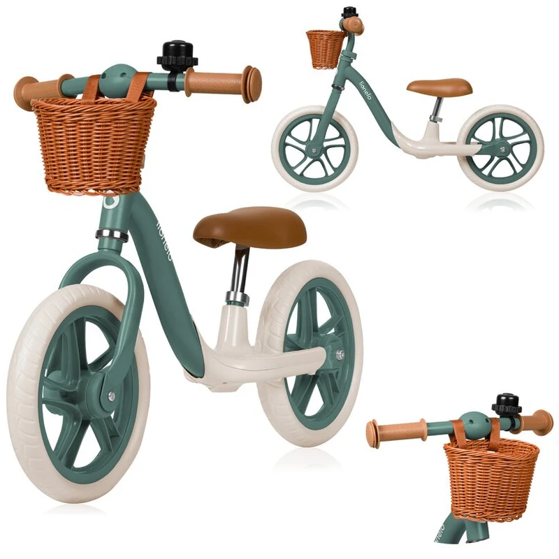 Bicicleta fara pedale, Lionelo, Alex Plus, Usoara, Cu ghidon si sa reglabile, Include cos depozitare si sonerie, Din otel, Cu roti din spuma EVA, 12 inch, Green Forest [7]