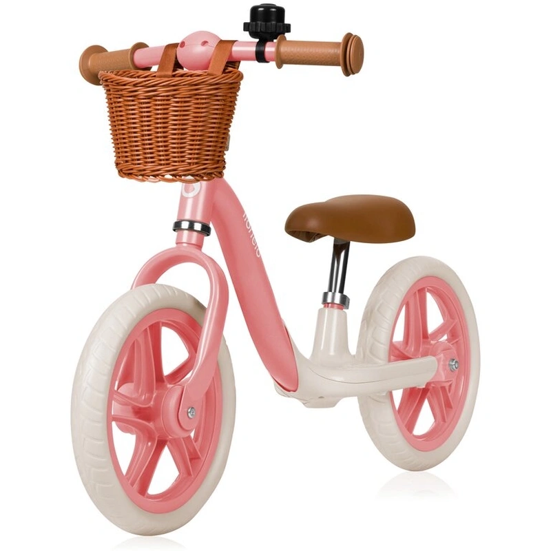 Biciclete copii - Bicicleta fara pedale, Lionelo, Alex Plus, Usoara, Cu ghidon si sa reglabile, Include cos depozitare si sonerie, Din otel, Cu roti din spuma EVA, 12 inch, Pink Rose