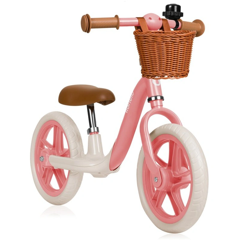 Bicicleta fara pedale, Lionelo, Alex Plus, Usoara, Cu ghidon si sa reglabile, Include cos depozitare si sonerie, Din otel, Cu roti din spuma EVA, 12 inch, Pink Rose [1]